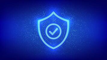 Security shield. Cyber security. Protection shield with Check mark icon. Cyber data protection. Information privacy idea. Circuit board pattern. PCB printed circuit texture. vector