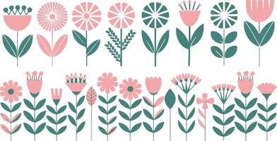 A set of flowers in different colors vector