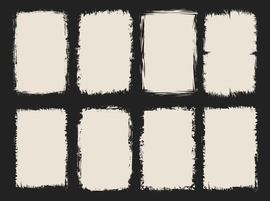 A set of eight grunge style black stamp box square shapes