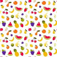 Seamless pattern with fruits and berries on white background vector
