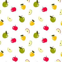 Seamless pattern with apples on white background vector