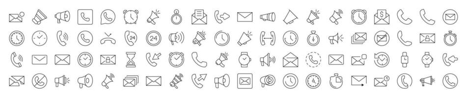 Contact Us and Interface Line Icon Bundle. Editable Stroke. Minimalistic Linear Pictogram for Design of Cards, Apps, Banners, Posts vector