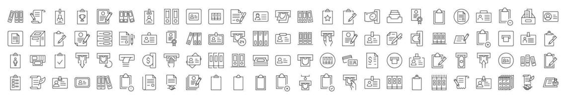 Employee Badge, Documents, Clipboard, ID Card Line Icon Pack. Editable Stroke. Minimalistic Linear Pictogram for Design of Cards, Apps, Banners, Posts vector