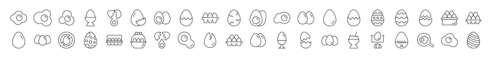 Egg Set of Thin Icons. Editable Stroke. Suitable for Web Sites, Books, Cards, Apps vector
