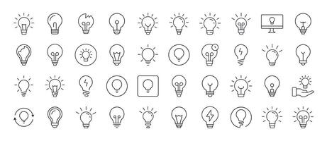 Lightbulbs, Lamps Related Line Icons for Web Sites, Books, Cards, Apps. Editable Stroke. Suitable for Web Sites, Books, Cards, Apps vector