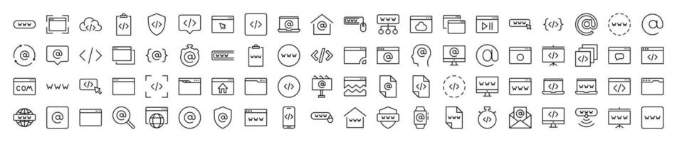 Web Page, Design, Programming Related Line Icon Collection. Editable Stroke. Perfect for Infographics, Articles, Books, Flyers, Banners vector
