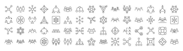 Company and Staff Line Icon Bundle. Editable Stroke. Minimalistic Linear Pictogram for Design of Cards, Apps, Banners, Posts vector
