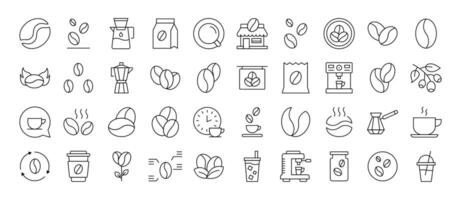 Set of Line Icons of Coffee. Editable Stroke. Minimalistic Linear Pictogram for Design of Cards, Apps, Banners, Posts vector