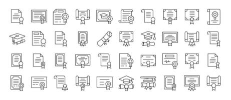 Award, Diploma, Certificate Simple Isolated Line Icons Collection. Editable Stroke. Suitable for Web Sites, Books, Cards, Apps vector