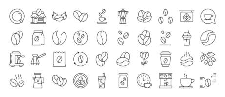 Pack of Line Icons of Coffee. Editable Stroke. Minimalistic Linear Pictogram for Design of Cards, Apps, Banners, Posts vector