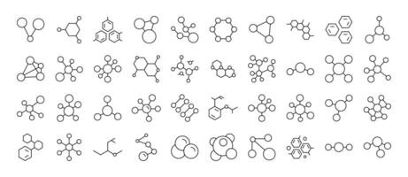 Chemistry Icon Collection. Contains Icons of Atom and Chemical Compounds that Can Be Used for Design of Cards, Posts, Apps, Web Sites vector