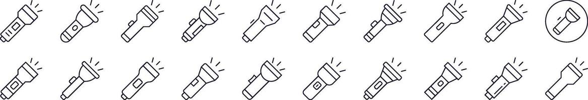 Simple Linear Icon of Flashlight. Editable Stroke. Minimalistic Linear Pictogram for Design of Cards, Apps, Banners, Posts vector