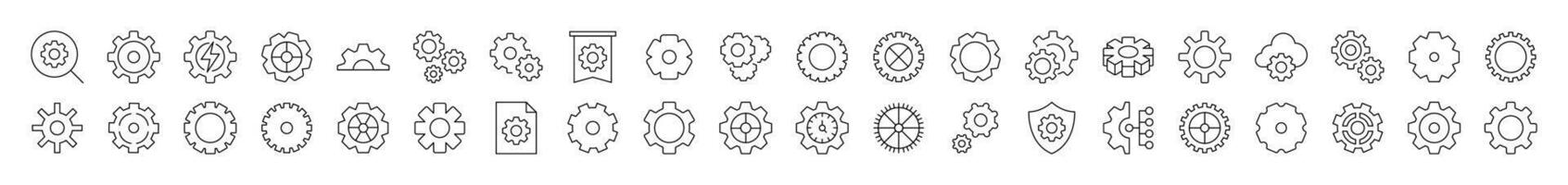 Mechanism and Settings Line Icon Bundle. Modern Collection for Design, Web Sites, Apps, Cards. Contains Linear Images of Gear vector