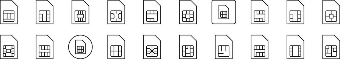 Set of Line Icons of Chip. Editable Stroke. Minimalistic Linear Pictogram for Design of Cards, Apps, Banners, Posts vector