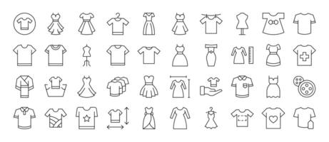 Dresses and T Shirts Related Line Icons for Web Sites, Books, Cards, Apps. Editable Stroke. Suitable for Web Sites, Books, Cards, Apps vector