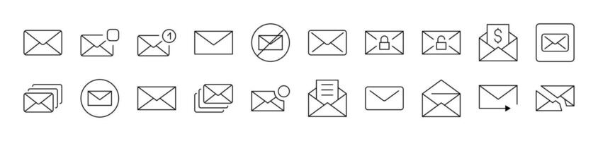 Envelope Line Icon Bundle. Editable Stroke. Minimalistic Linear Pictogram for Design of Cards, Apps, Banners, Posts vector