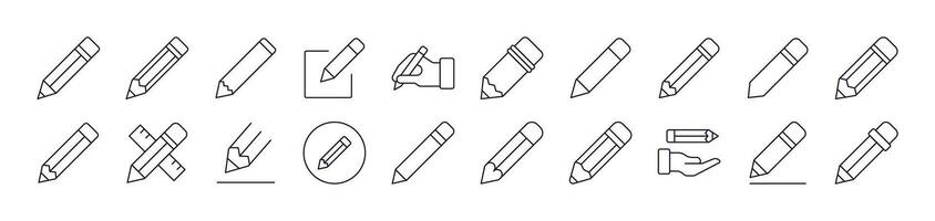 Pen Line Icon Pack. Editable Stroke. Minimalistic Linear Pictogram for Design of Cards, Apps, Banners, Posts vector