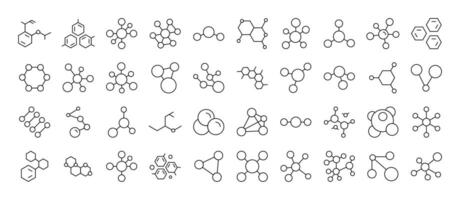 Chemistry Icon Set. Contains Icons of Atom and Chemical Compounds that Can Be Used for Design of Cards, Posts, Apps, Web Sites vector
