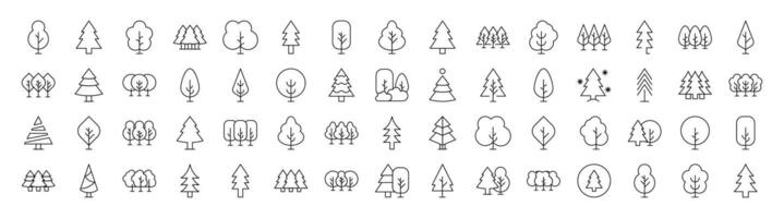 Tree and Forest Outline Style Icons for Design, Cards, Apps, Social Networks vector