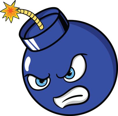 Bomb Character Angry Bomb Blue mascot Illustration