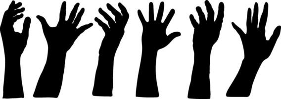 hands poses with different angle set in black color vector