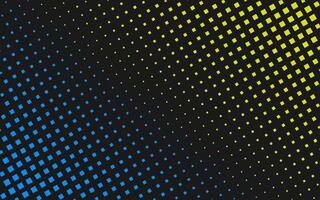 abstract halftone pattern with blue and yellow dots on a black background vector