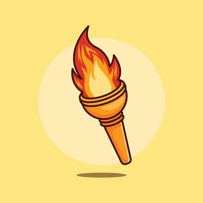 cartoon illustration of fire torch