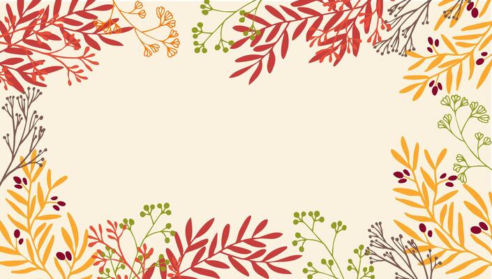 Autumn floral frame with orange, red branches, herbs, leaves for posters, banners, flyers, wedding invitations, save the date, card, menu. Copy space, silhouette branches background. border