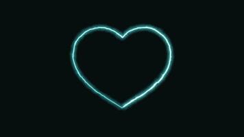 Animation of neon heart on black background. Glowing heart of different colours appear on the stroke. Glowing heart shaped frame for St Valentine's Day. video
