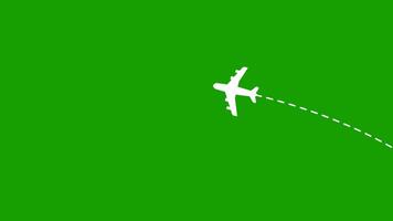 animado avião corrida em traço rastrear com verde fundo video