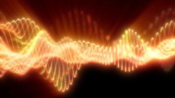 Glowing abstract waves of golden light flowing across a dark background, creating a dynamic and warm visual effect with a sense of energy and movement, in high quality 4k, motion design video