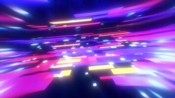 uma vibrante, abstrato apresentando colorida brilhando quadrados dentro movimento, criando uma dinâmico e futurista sentir para tecnologia inovação digital paisagens video
