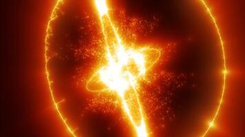 Vibrant glowing sphere of energy in shades of orange radiating light celestial phenomena for futuristic sci-fi or abstract concepts backdrop video