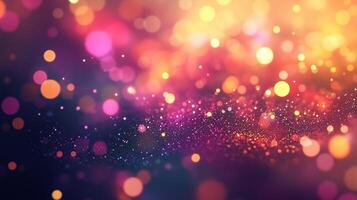 Colorful abstract background with vibrant bokeh lights and sparkles creating a festive atmosphere at night photo