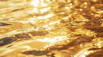 Glittering reflections on golden water during sunset at a serene lakeside location photo