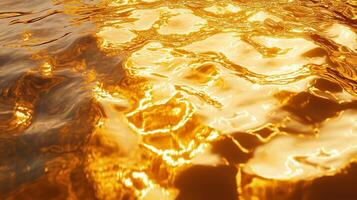 Golden sunlight reflects on calm water creating a mesmerizing shimmering effect during late afternoon hours by the lakeside photo