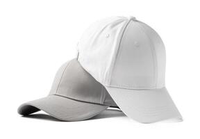 Two Basic Baseball Caps Positioned Side by Side on a White Background photo
