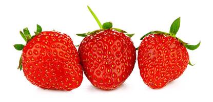 Group of strawberries with leaves isolated on a white background. photo