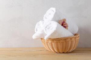 towels roll with flower photo