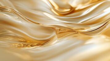 Elegant golden waves flow seamlessly, creating a captivating texture in soft light, showcasing shimmering surfaces and fluid motion photo