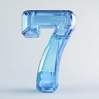 A transparent blue number seven displayed prominently against a light background, emphasizing its modern and sleek design photo
