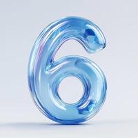A clear blue number six shaped figure on a light background representing the concept of six in a digital design or art context photo