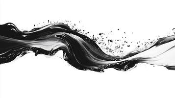 A dynamic swirl of black and white fluid captures motion and contrast in an artistic arrangement on a bright background photo