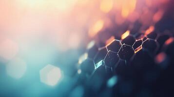 Abstract close-up of a hexagonal pattern with vibrant colors and soft lighting captured in a creative digital art form photo
