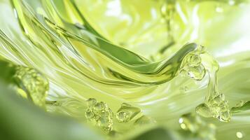 Captivating swirl of green liquid capturing light in an abstract display of movement and texture photo
