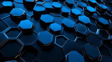 Abstract blue hexagonal pattern creating a modern texture in a digital landscape with depth and dimension photo