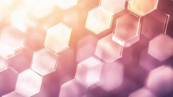 Abstract hexagonal patterns with a soft bokeh effect in warm pastel colors creating an ethereal atmosphere photo