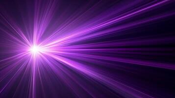 Purple light beams radiate from a central point, creating a mesmerizing visual effect in a dark background photo