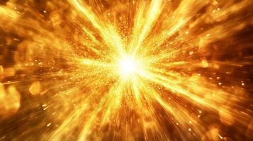 A brilliant explosion radiates golden light and energy, creating a mesmerizing display of dynamic movement and brilliance photo