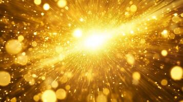 Vibrant burst of golden light radiating from the center, creating a dazzling effect against a dark background photo